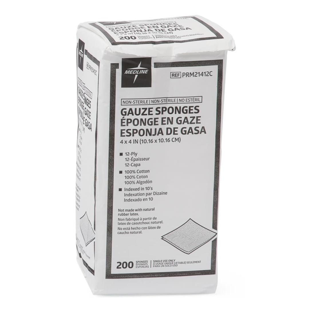 Cotton Gauze Sponges, 4" x 4" 8 ply