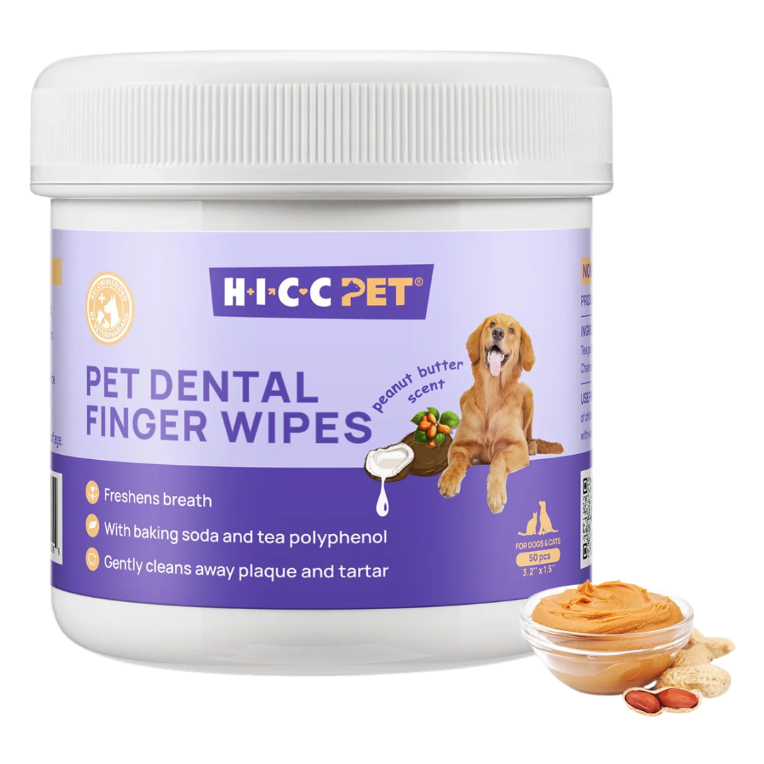 HICC Pet® Dental Finger Wipes for Dogs & Cats, Peanut Butter