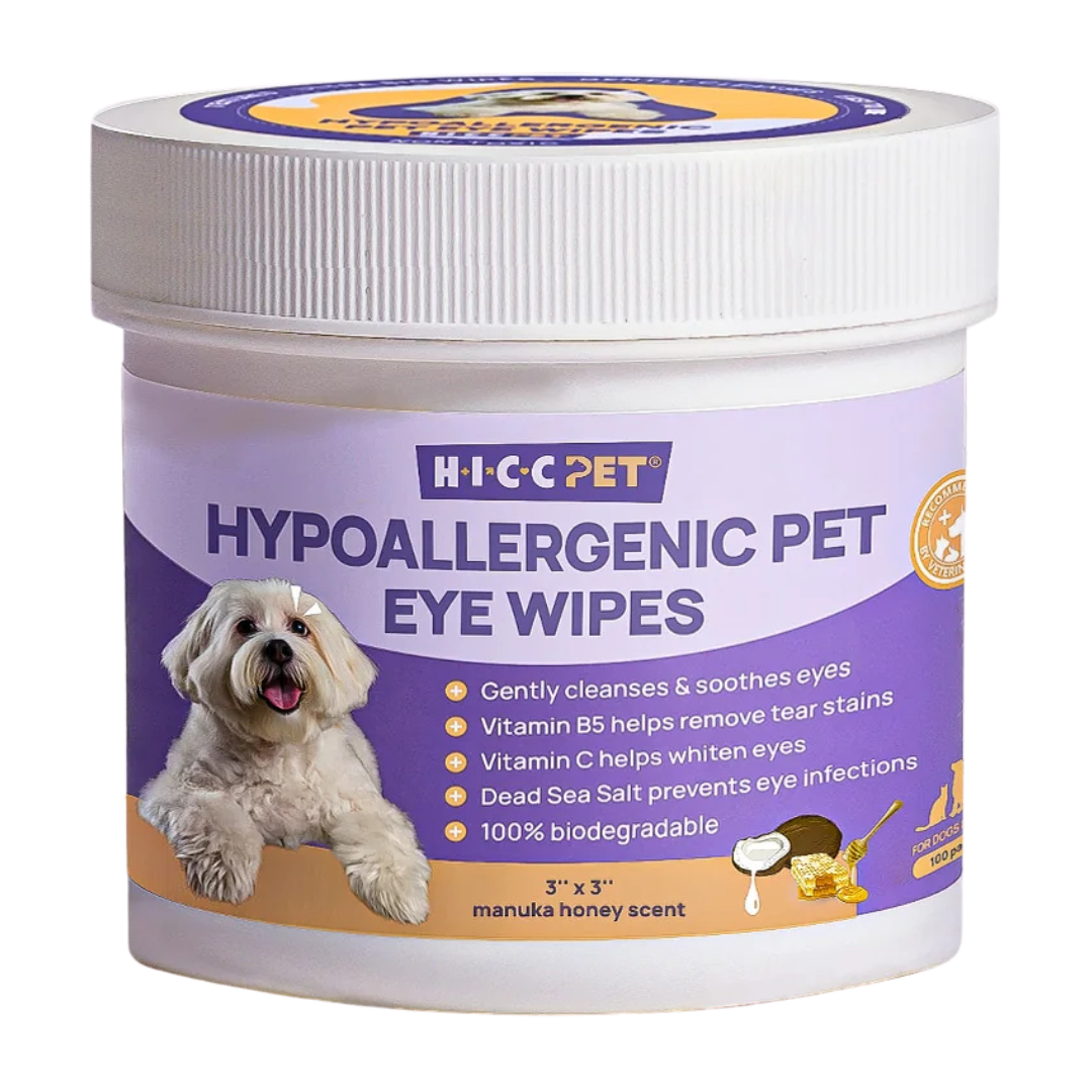 HICC Pet® Hypoallergenic Eye Wipes for Dogs & Cats, Manuka Honey Scent