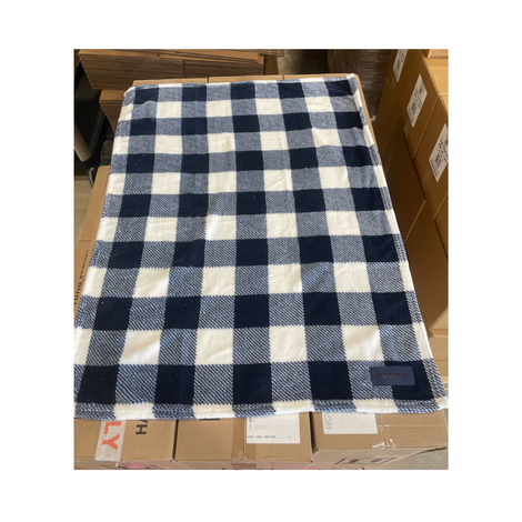 CUDDLY Navy and White Plaid Blanket, 40in x 60in