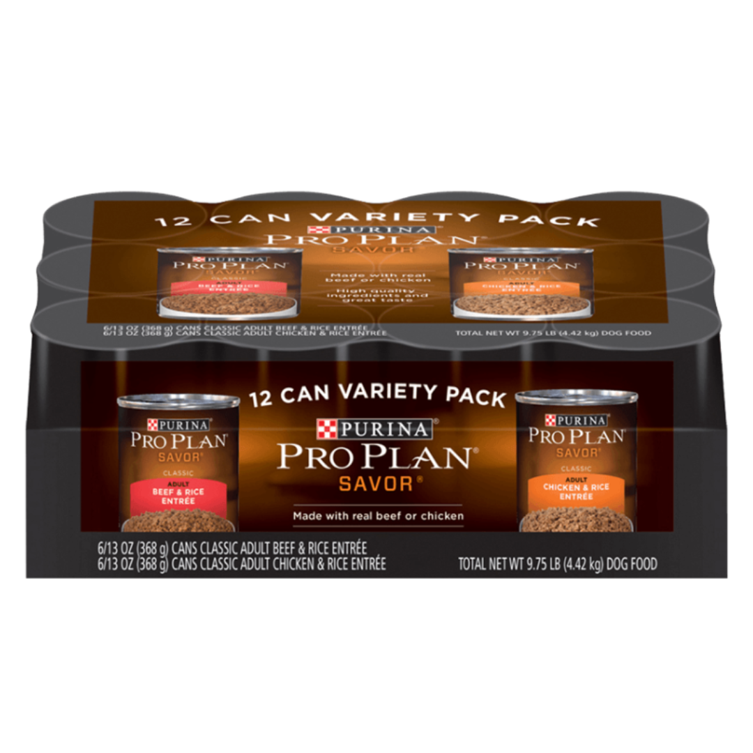 Purina Pro Plan Savor Adult Classic Variety Pack Canned Dog Food