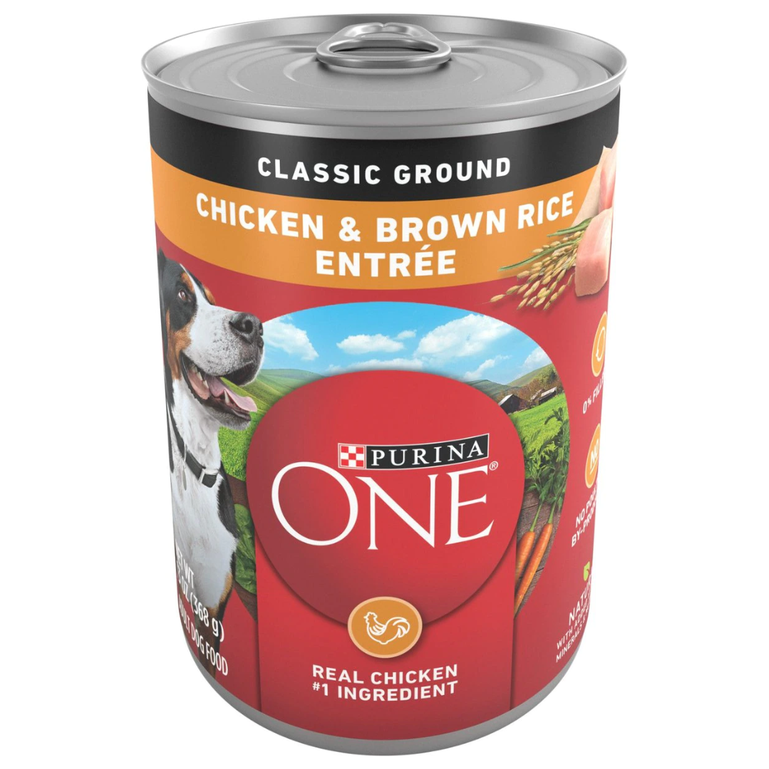 Purina One Smartblend Ground Chicken & Brown Rice Canned Dog Food