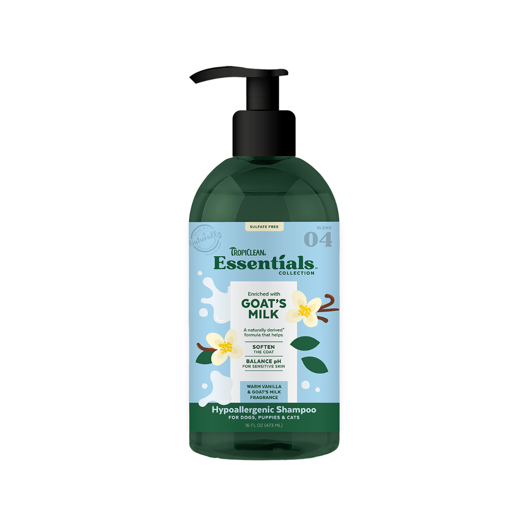 TropiClean Essentials Goat's Milk Hypoallergenic Shampoo for Dogs & Cats