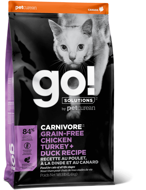 Petcurean GO! CARNIVORE Grain Free Chicken, Turkey + Duck Recipe Dry Cat Food